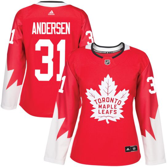 2017 NHL Toronto Maple Leafs women #31 Frederik Andersen red jersey